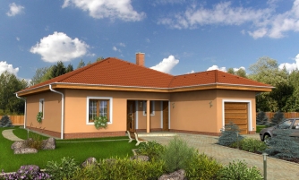 projekt domu s jednogarážou a valbovou strechou